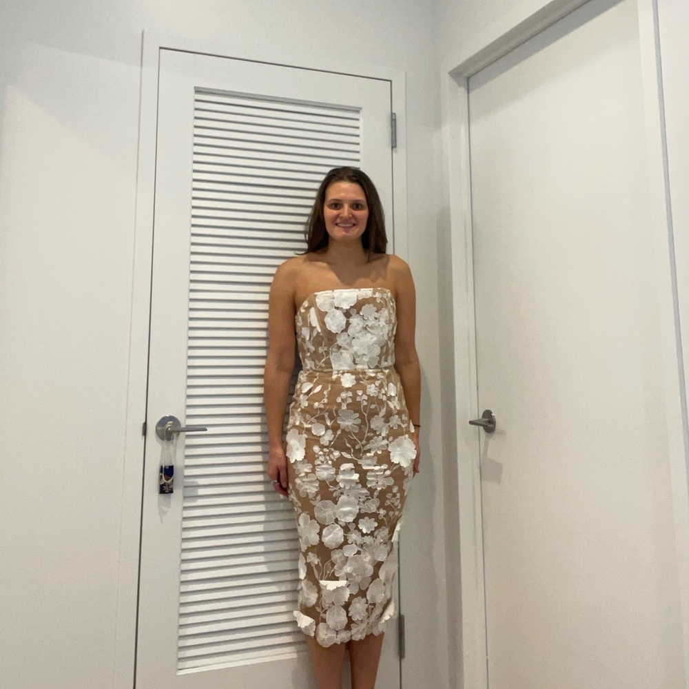 Bronx & Banco Jasmine Mid-length dress in White & Floral, Size M